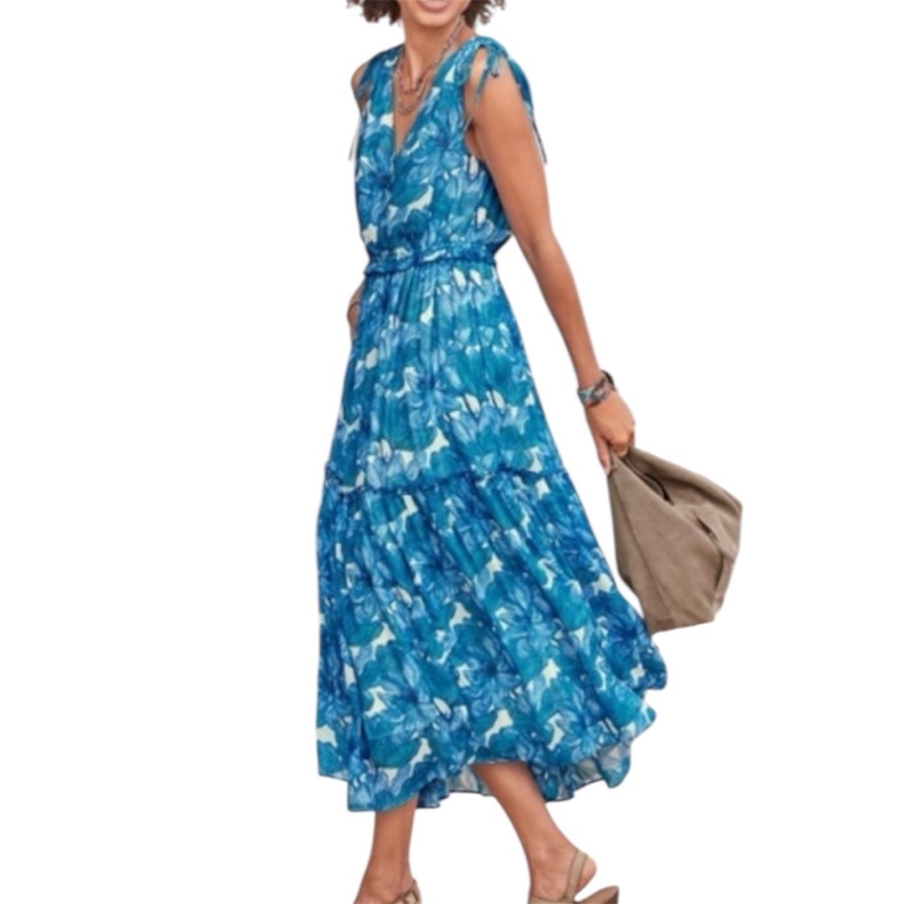 Sundance Maren Meadow Sleeveless Floral Tiered Midi Dress Size XXL